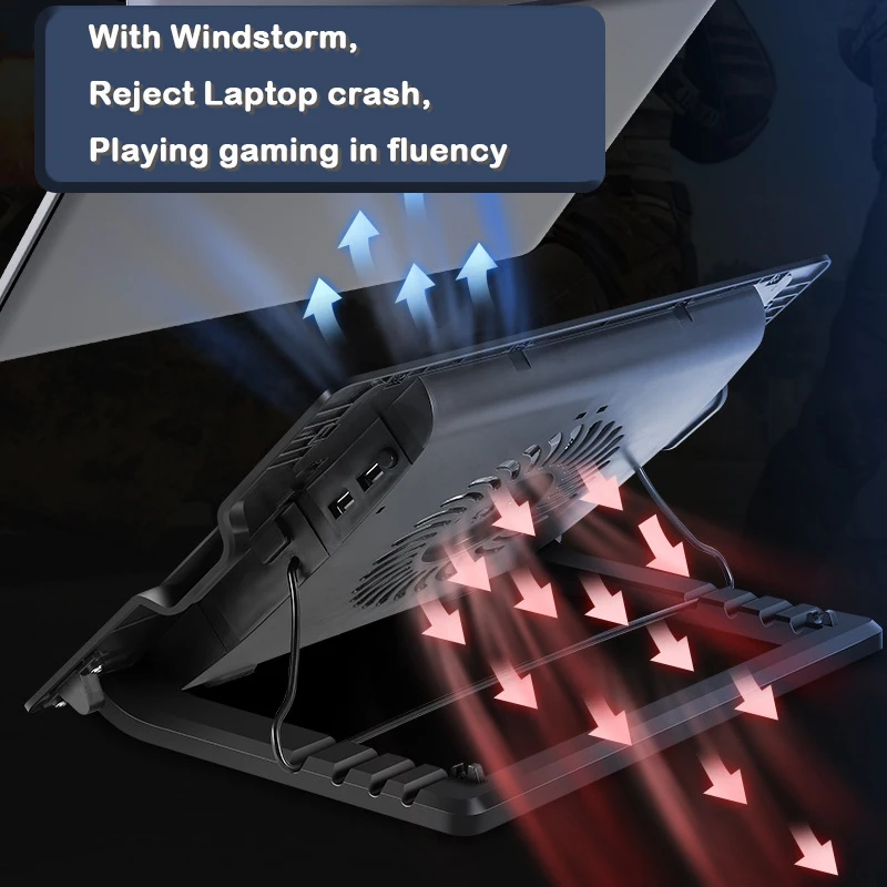 2022 Heights Adjustment Portable with 2 USB Ports up to 17 inch Laptop Cooling Pad Cooler Laptop Stand