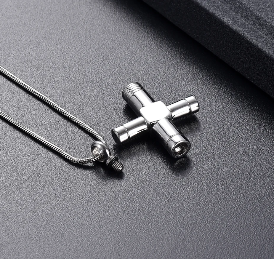 Cross Cremation Jewelry For Ashes Pendant Stainless Steel Urn Pendant Necklace For Women Keepsake Funeral Jewellery Ashes Locket