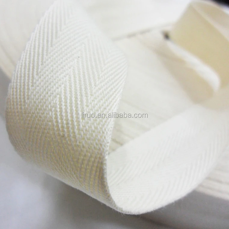 Wholesale nature woven herringbone twill cotton ribbon