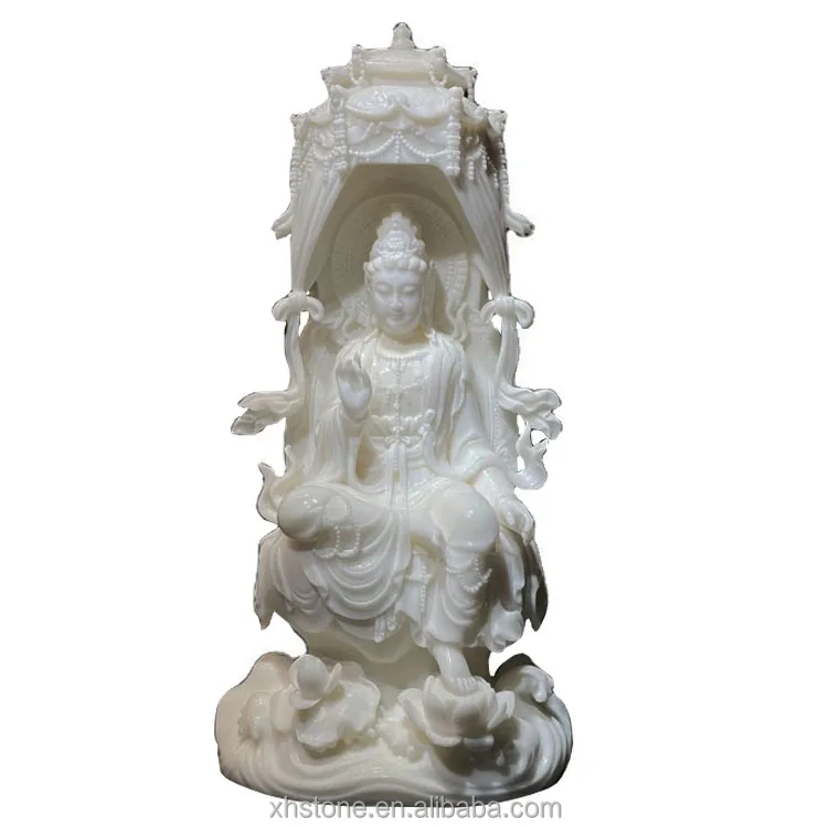 Tibetan Buddhism Style Indoor Natural White Jade Stone High Quality Large Guanyin Buddha Statues And Kwan Yin