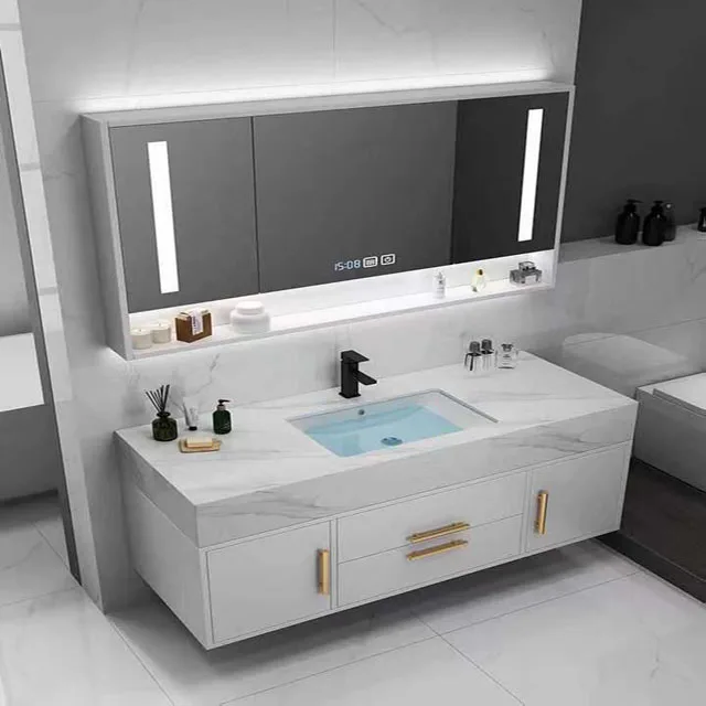 HZ High quality Bathroom vanity cabinet  Modern style Simple design lacquer customized Vanity cabinet