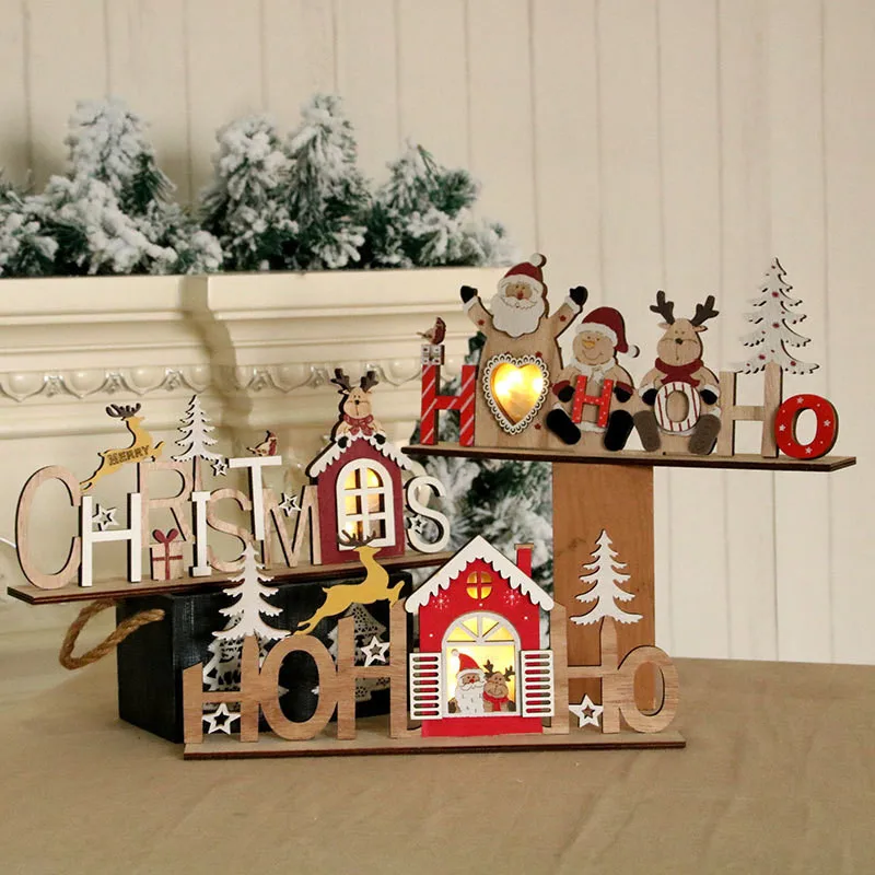 2020 New Style China Manufacturers Luminous Furnishing Articles Christmas Decorations DIY Wood Decoration