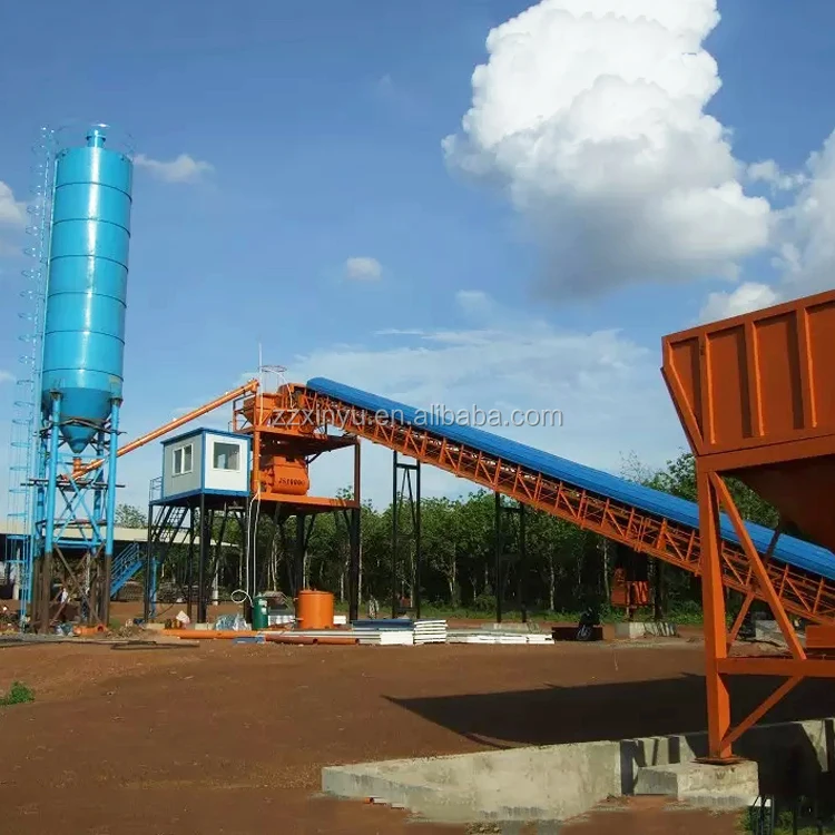 stationary hzs60 automatic concrete batching plant with layout drawing