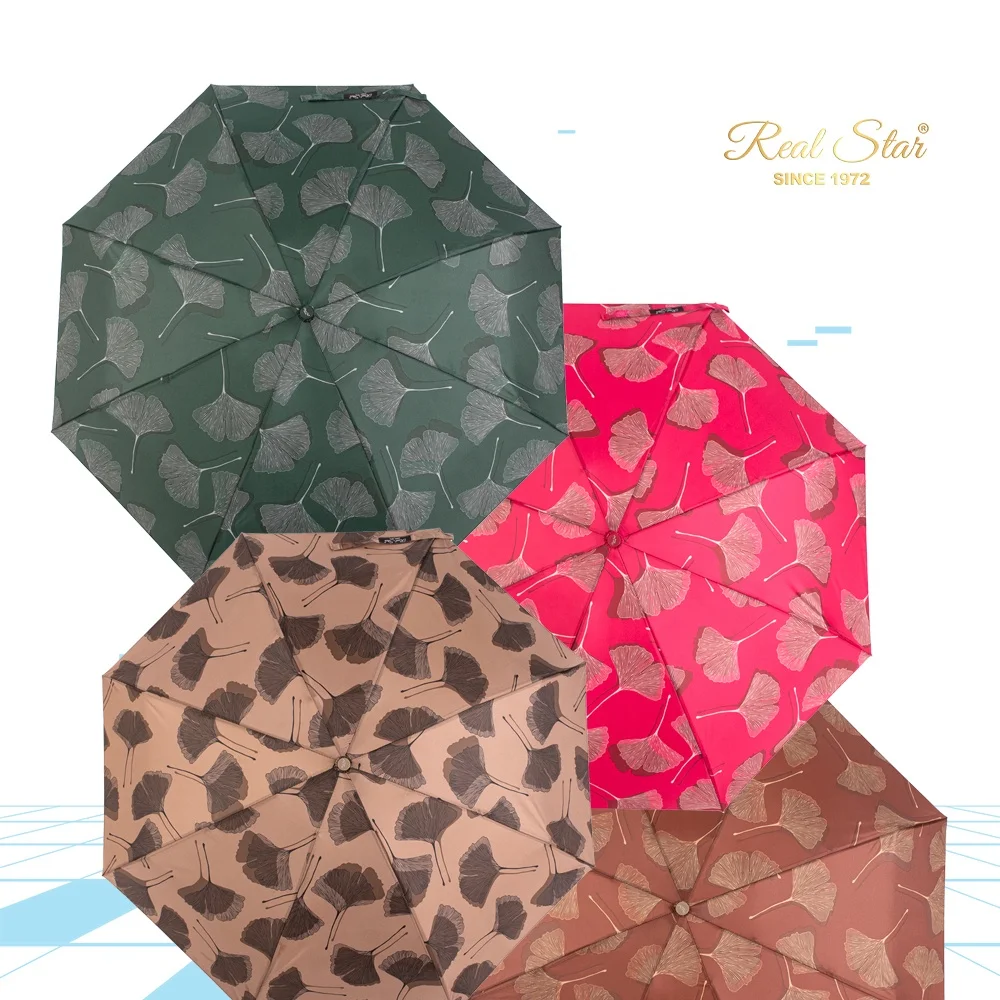 RST light small travel  wholesale ladies folding leaves printing 5 fold mini umbrella