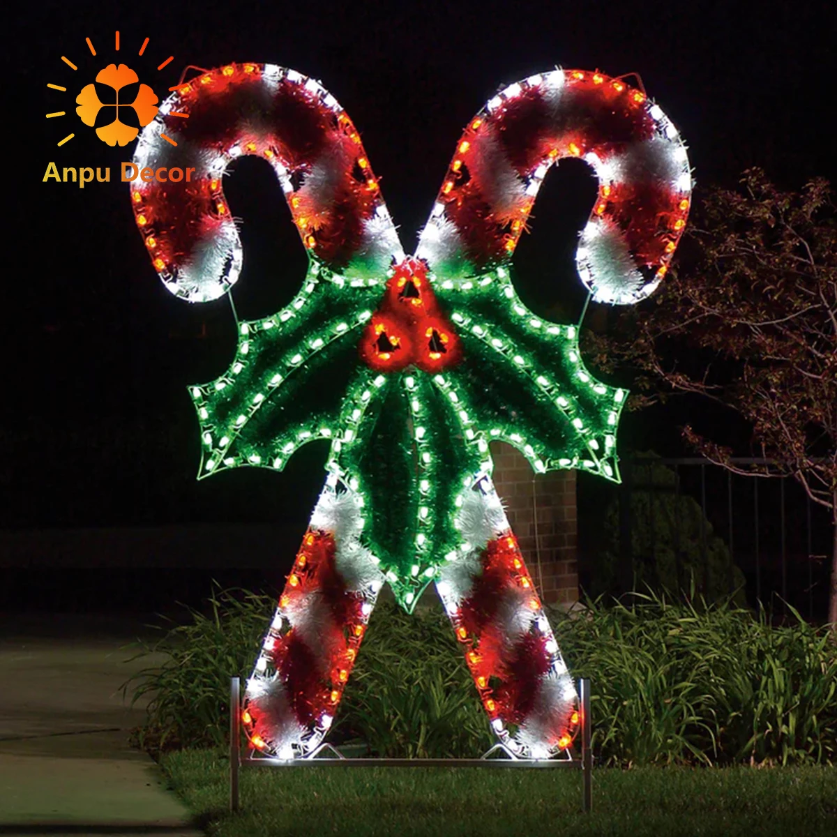 Christmas Candy Canes motif Light Led Warm White Lights Outdoor Yard Holiday Christmas Event Decorations