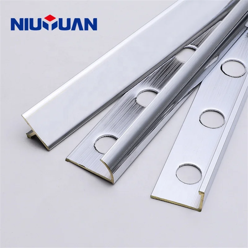 NIUYUAN Customized Profiles Decorative Tile Edge Polished Chrome Solid Brass Tile Trim