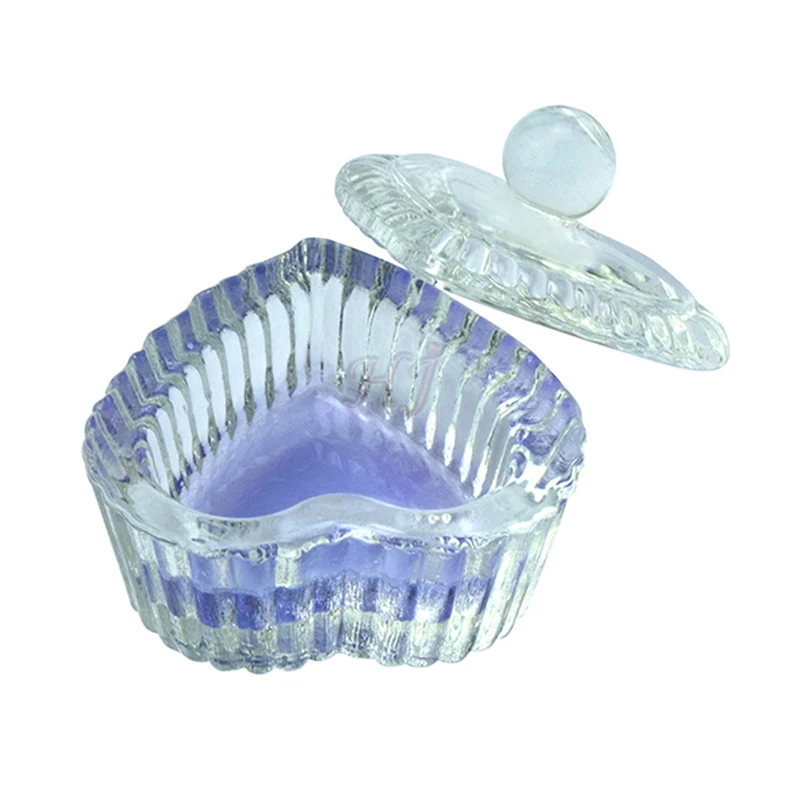 Sweet Heart Crystal Clear Acrylic Powder Liquid  Container Glass Dappen Dish Monomer Cup for Acrylic Nail Art Tool
