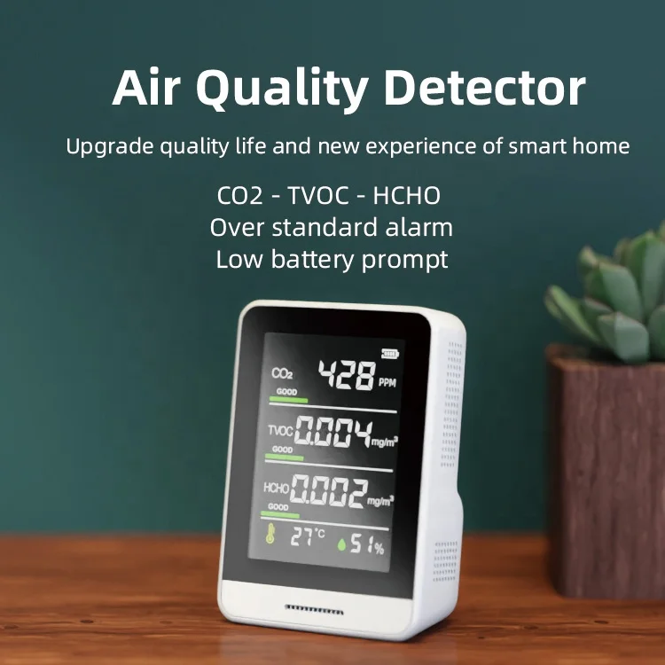 ggele Portable Smart Air Monitor Indoor Infrared Wifi Air Quality Sensor Co2 Carbon Dioxide Sensor Air Quality Monitor