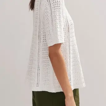 Womens High Quality half Sleeve Round Neck in 100% Cotton Jersey with Pointelle Fabric