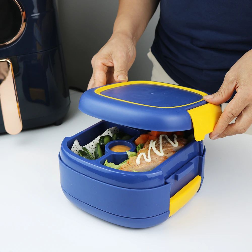 Leakproof plastic 2 layers tiffin bento adults kids leakproof lunch box for adult