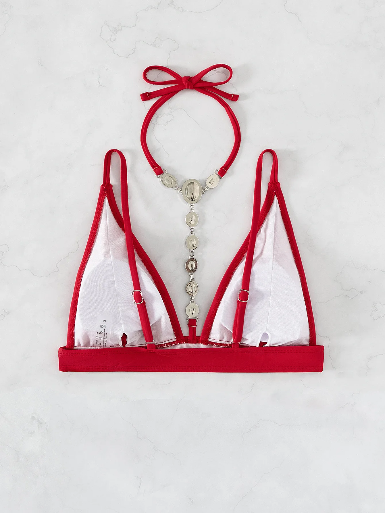 Latest Design Solid Color Crystal Diamond Swimsuit Two Piece High Waist  Red Sexy Beach Swimwear  Bikini