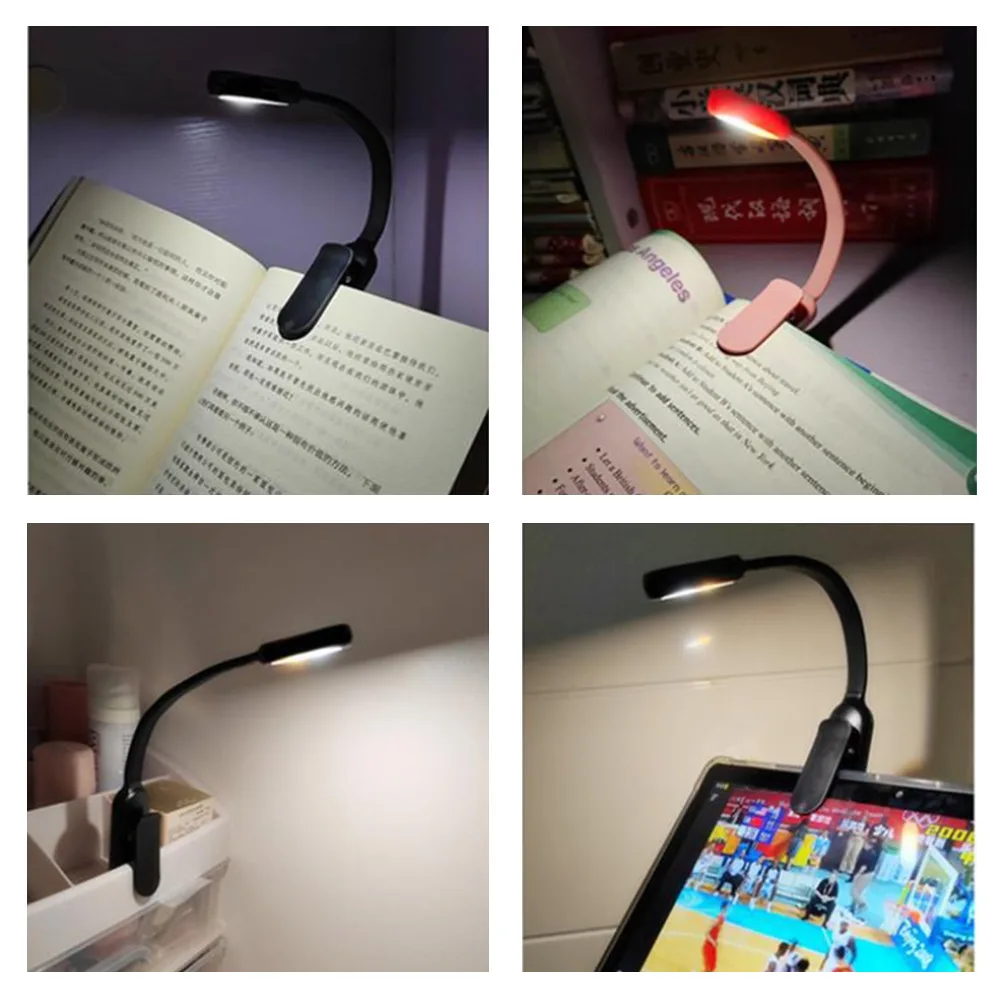 USB Rechargeable Mini LED Book Night Lamp 3 Brightness Adjustable Clip-On Study Reading Lamp Travel Bedroom Dormitory 1 Year