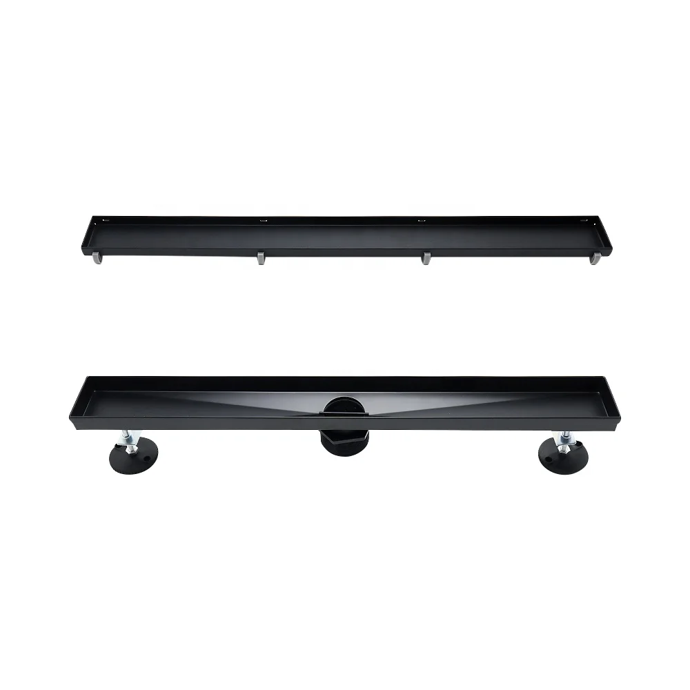 Customization Modern Bathroom Brushed 304 Stainless Steel Tile Insert Long Rectangle Linear Shower Invisible  Floor Drain