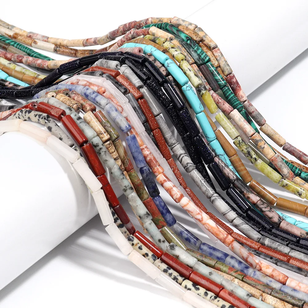 4*13mm natural stone crystal quartz agate jade round tube loose beads for diy handcraft jewelry material bracelet necklace