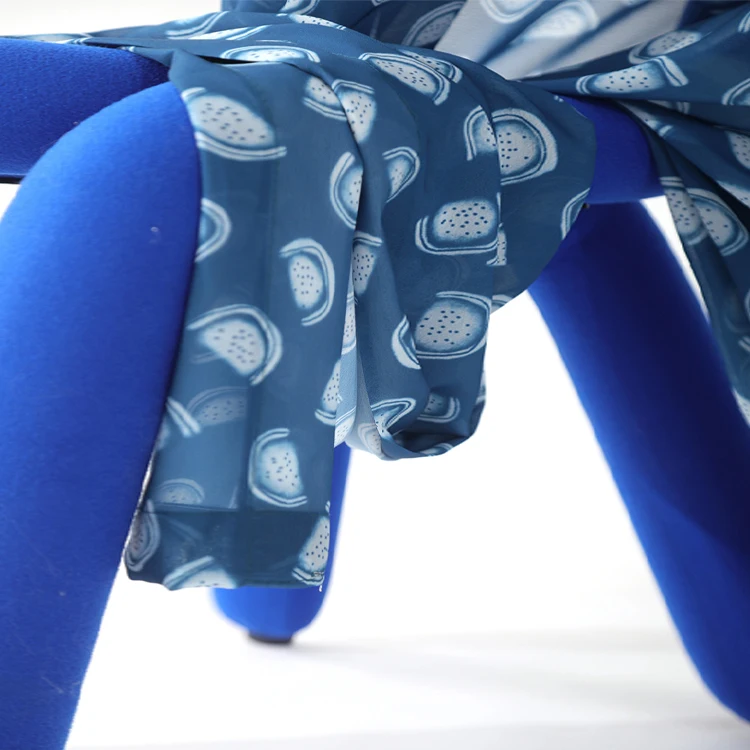 China Manufacture Luxury Home Window Decoration Watermelon Print Klein Blue Sheer Curtain