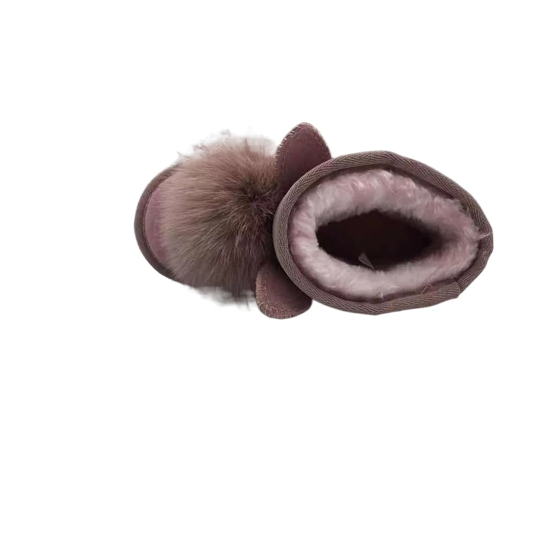 Kids Winter Boots Warm Children Shoes Wholesale Australian Sheepskin for Girls Black Waterproof  Customized