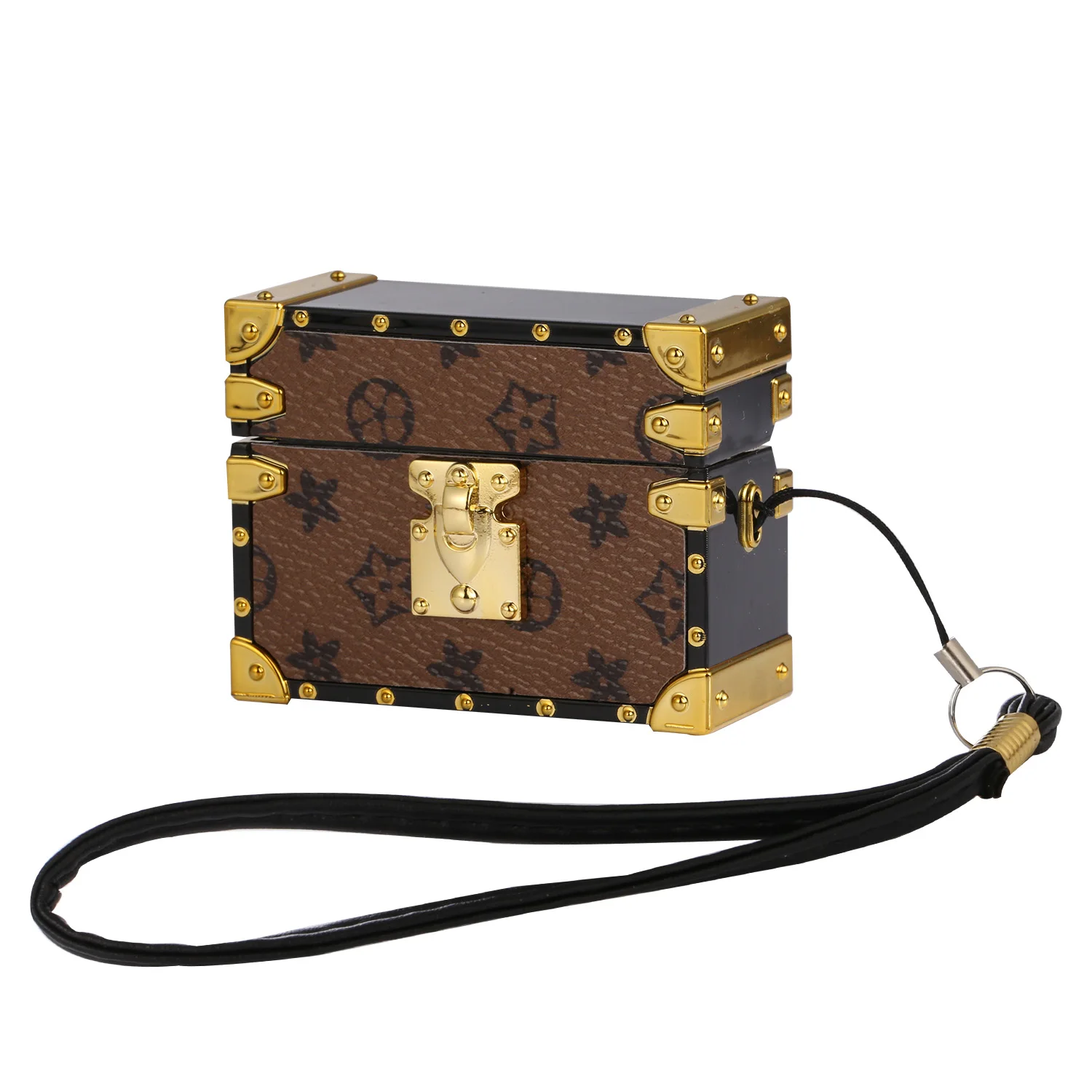 Роскошный кожаный чехол для наушников airpods pro с квадратным дизайном и шнурком на заказ