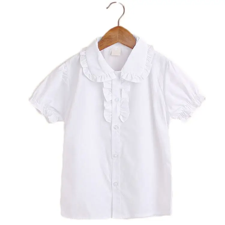
Factory Direct Selling Summer New Kids Clothing Little Girl Lace Short Sleeve Breathable And Comfortable Clothing White Shirt 
