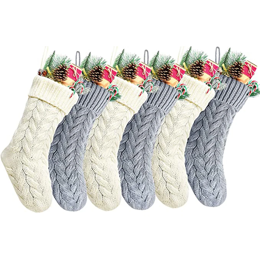 wholesale 46CM christmas tree decor christmas gift socks knitted stockings blank christmas stocking