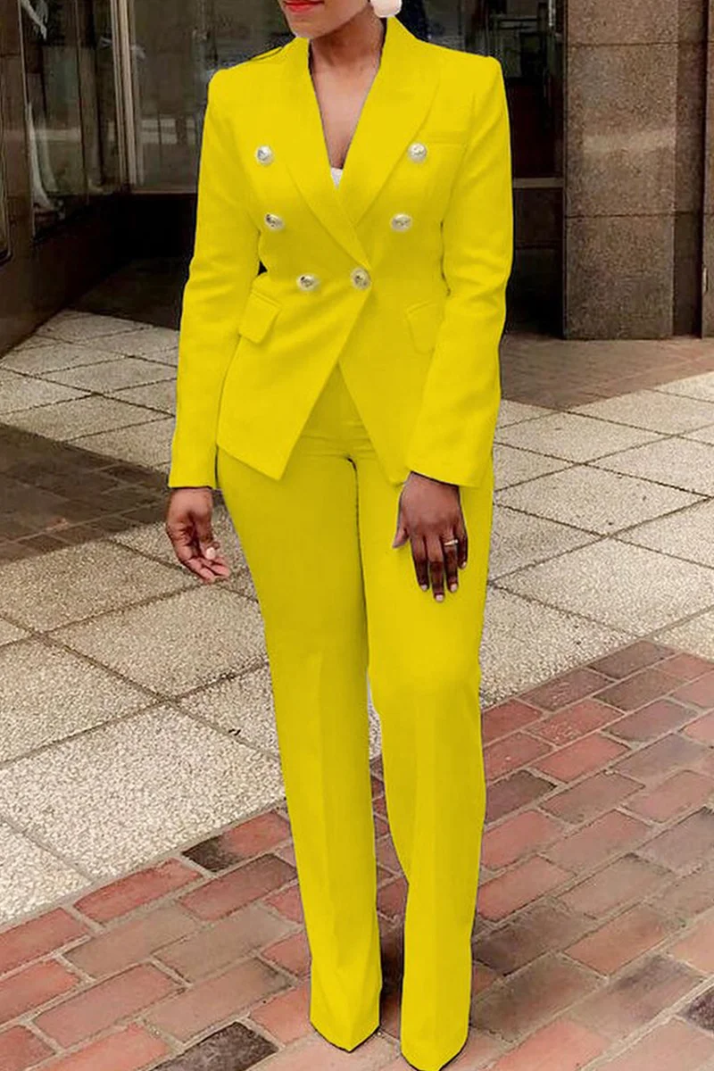 X6035 New Arrivals Ladies Elegant Solid Color Suits Set For Women Blazer And Pants Set Business Suits For Women