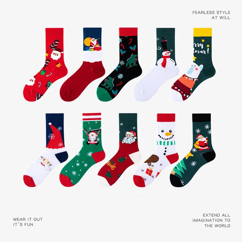 2023 new creative Christmas socks Snowman Santa Claus cartoon crew woman socks