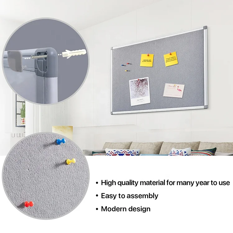 60x45cm wall mounted indoor bulletin board office notice board decoration aluminium frame fabric cork board