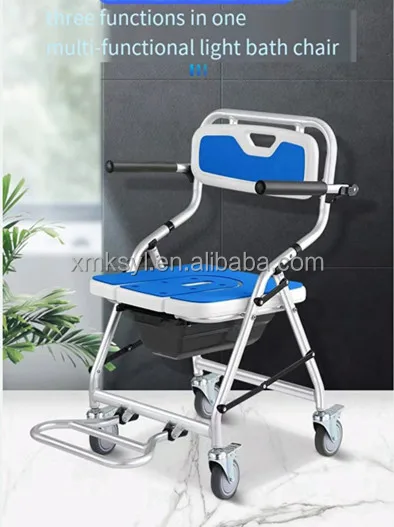 China Factory Bathing Chair  Aluminum Height Adjustable Toilet Stool  folding Shower Chair For Elderly