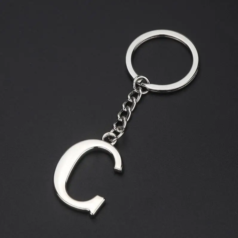 Keychain Initial Letter Key Chain Silver for Men Women Personalized Alphabet Monogram letter Keychain for Car key chain letters