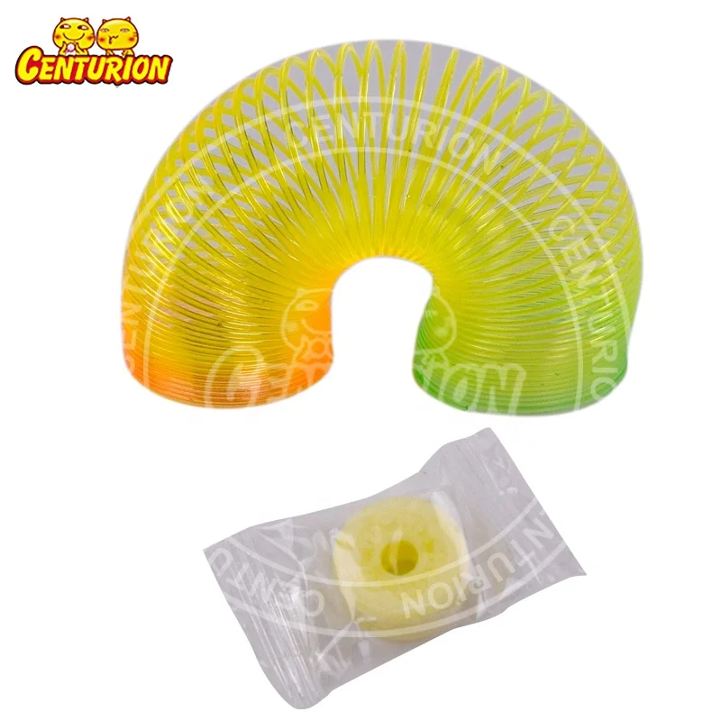 Toy candy kids plastics rainbow spring toy with whistle candy