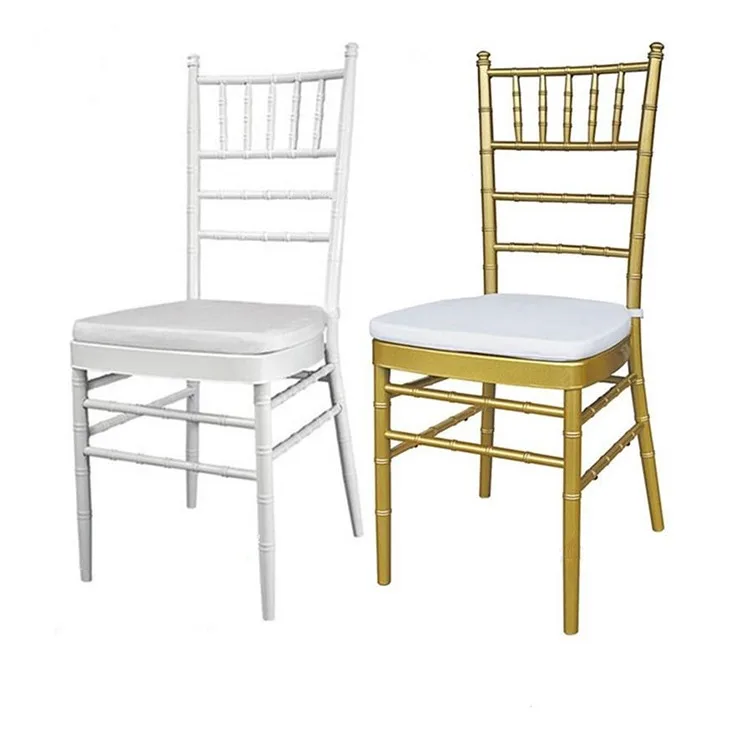 Gold white metal banquet plastic gold chiavari chair event,hotel furniture modern wedding chair chiavari with cushion
