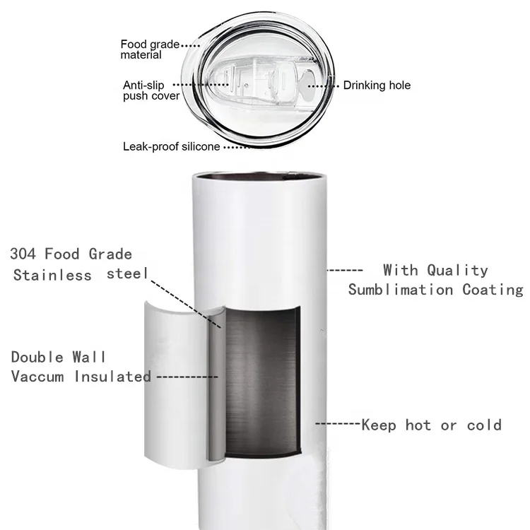 Wholesale Double Wall Stainless Steel Vacuum15oz 20oz Blank Sublimation coating Tumbler Insulated with Lid for Heat Transfer