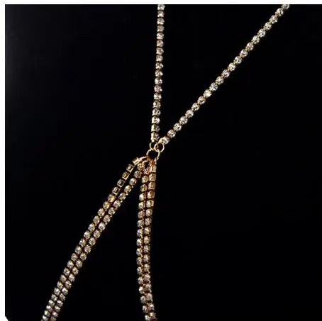 Shining Rhinestones Chest Cross Body Chain Boho Multi Layers Chest Chain Jewelry Crystal Chest Harness Body Jewellery For Woman