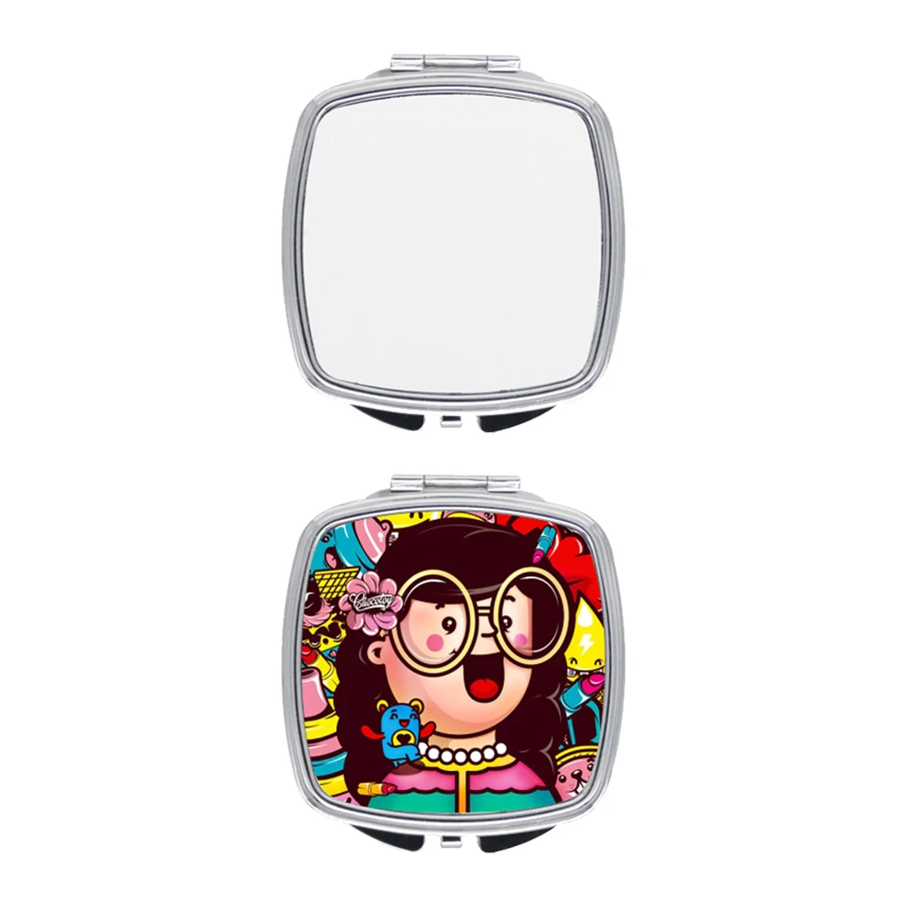 Kingsub Vanity Mirror Wholesale Sublimation Blank Pocket Portable Double Sided Folding Square Mini Vanity Mirror