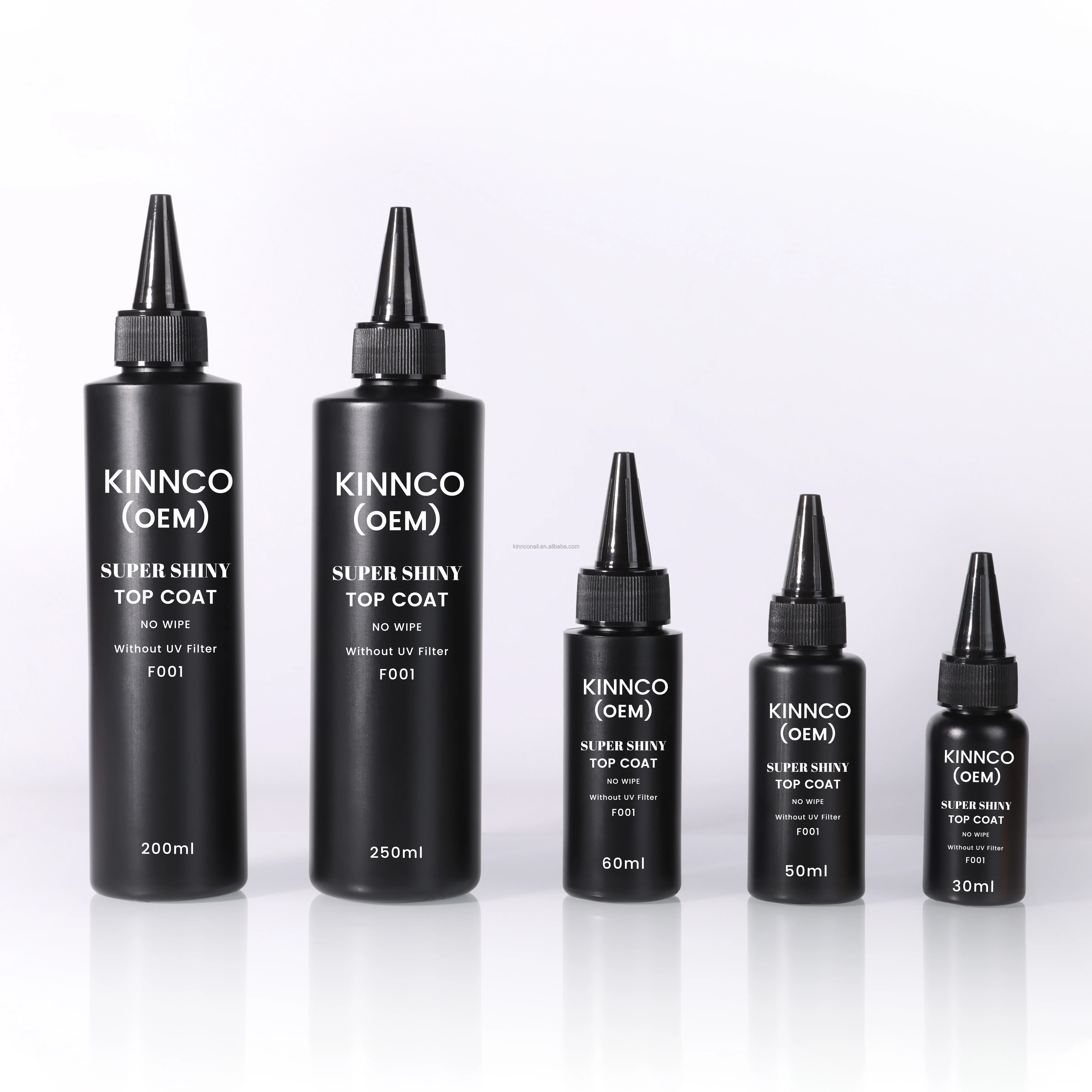 Kinnco private label OEM 30ml 50ml 60ml 100 ml 250ml Diamond high gloss shining nail gel no wipe glossy top coat