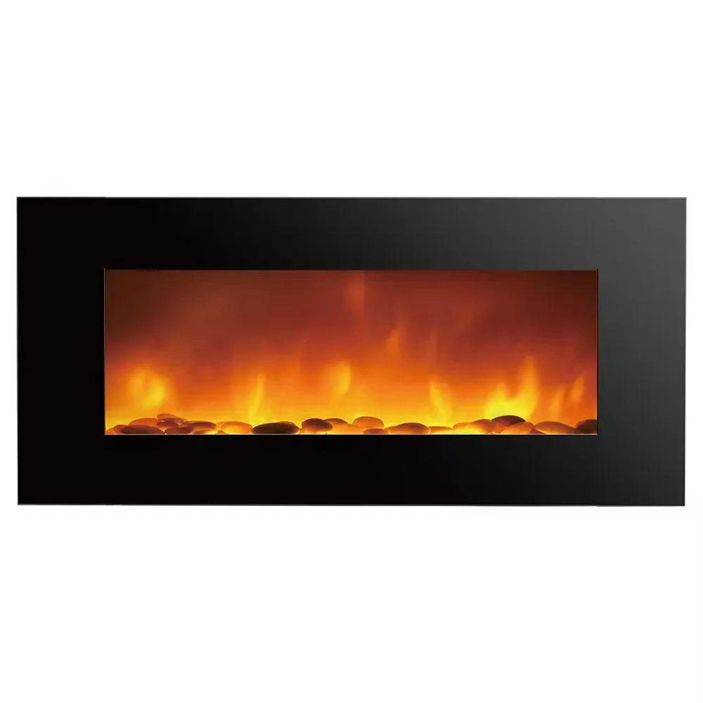 Factory custom high quality black flat fireplace glass, glass fireplace door