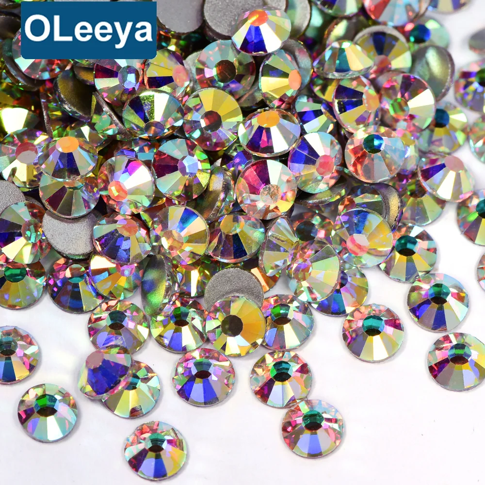 SS3-SS50 High Quality Wholesale Glass Non Hot Rhinestones Crystal AB Flat Back Rhinestones  For Nailart Decoration