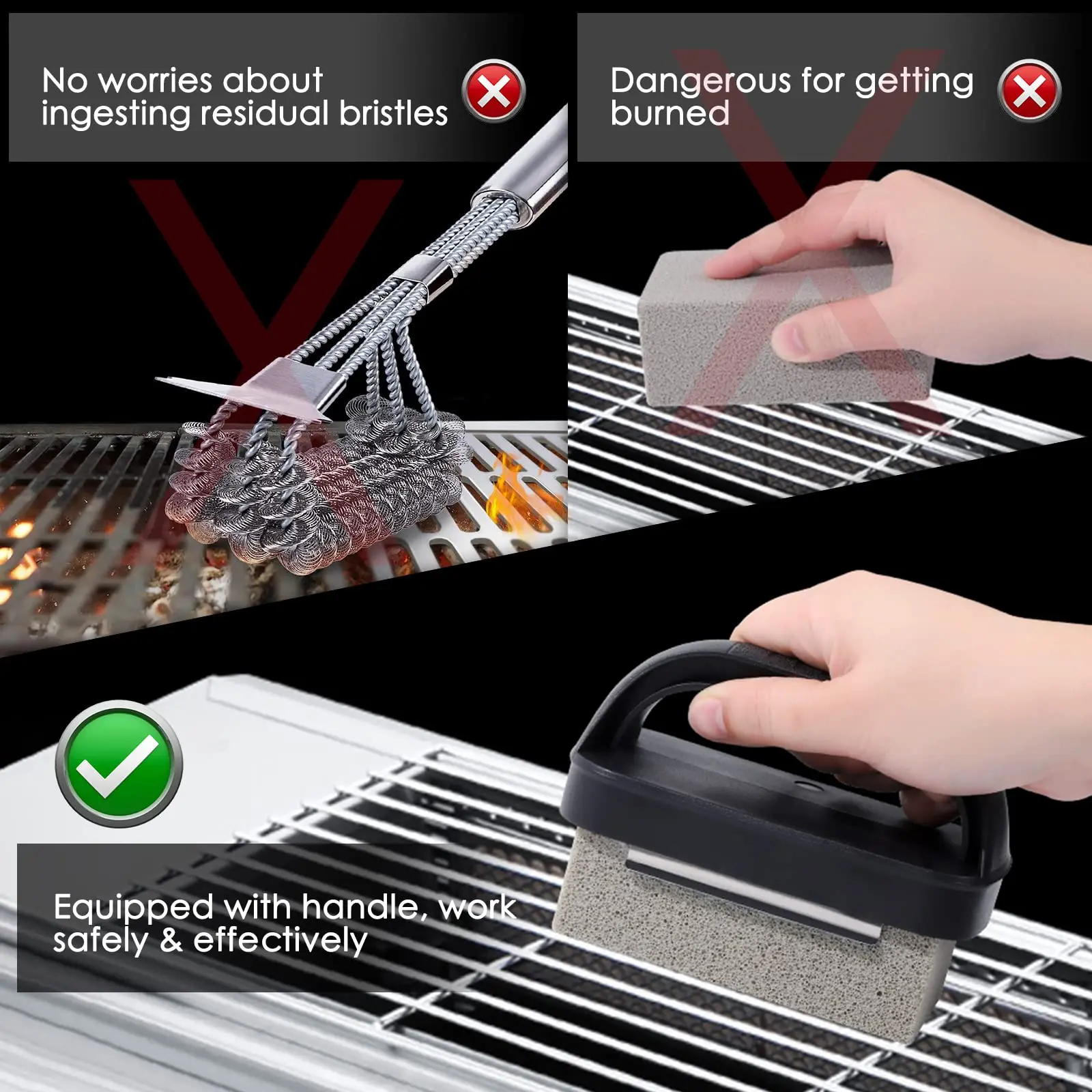 Bbq Grill Griddle Cleaning Brush Easy Holding Barbecue Grill Cleaning Brush For Cookware Pan