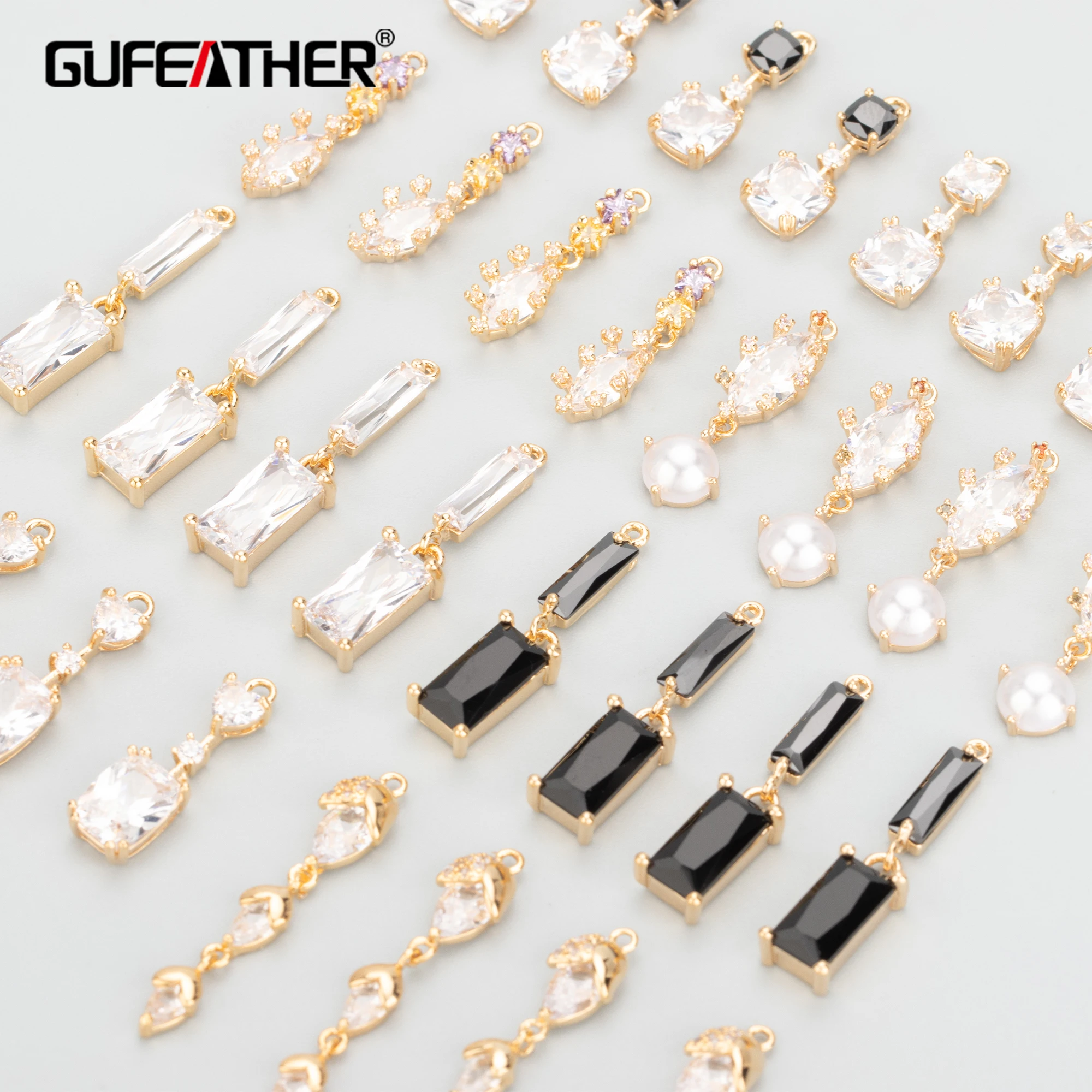 MB60 Jewelry Accessories 18k Gold Plated nickel Free copper zircons glass charms jewelry Making diy Pendants