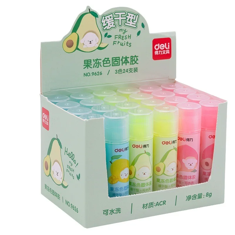 Deli High viscosity hand washable ACR Jelly colored glue stick portable 8g solid glue