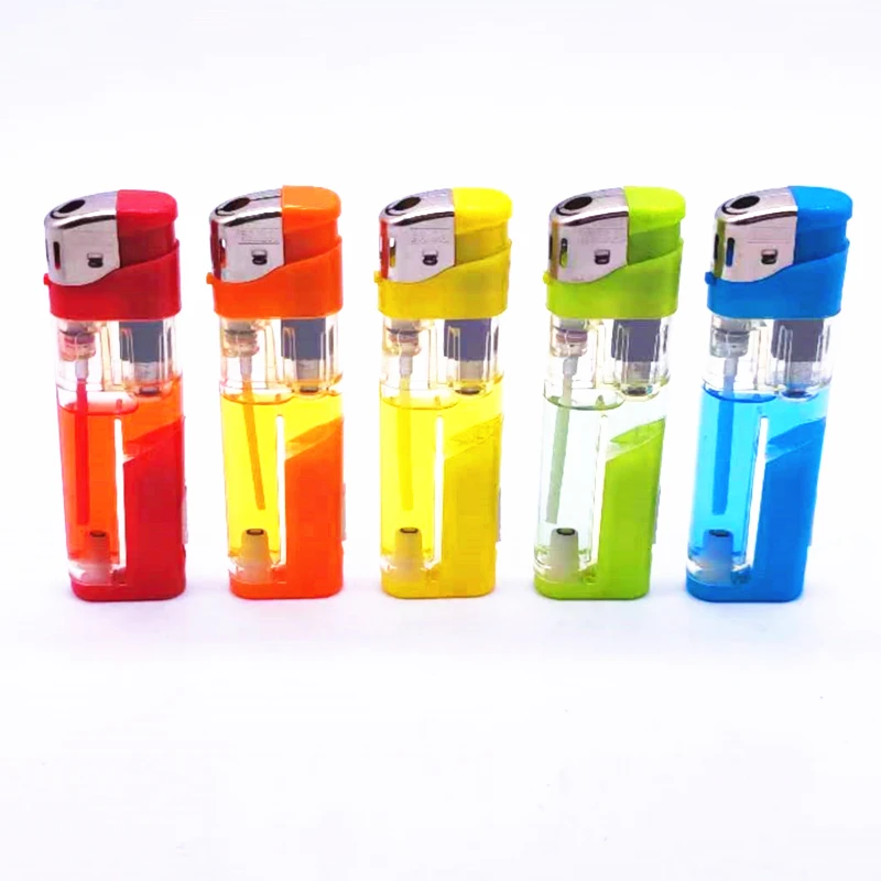20+ Years factory wholesale L002 with LED light colored gas refillable plastic electronic smoking lighter