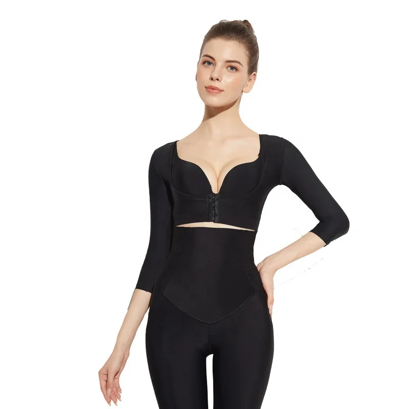 BBL Shapewear U-Shape Push Up Breast Compression Vest After Liposuction Open Bust Post Surgical 3/4 Sleeve Arm OP Shaper
