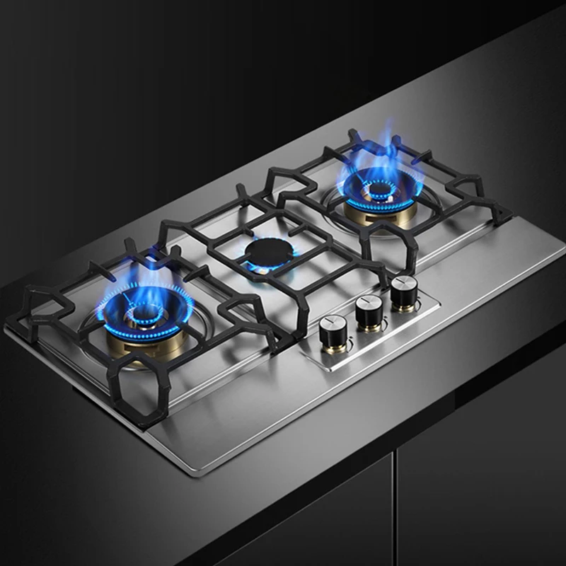 China commercial industrial and home kitchen use built-in big burner cooktops 3 burners gas cooking stoves