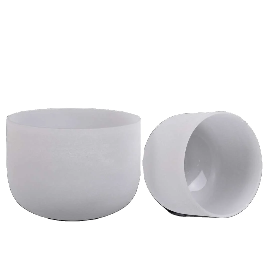 6-28 Inches Customized Color 432HZ Quartz A B C D E F G Note Singing Bowls Set Frosted Quartz Crystal Singing Bowls