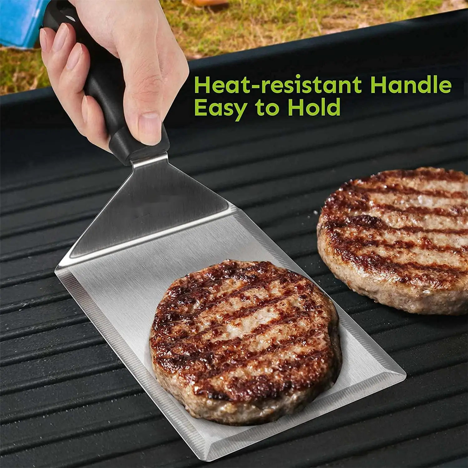 Griddle Accessories Large Burger Patty Grill Spatula for BBQ with Cutting Edges