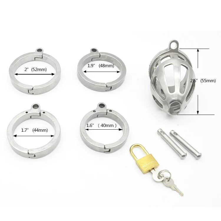 Male Chastity Device Hypoallergenic Stainless Steel Cock Cage Penis Ring Adult Game Sex Toy