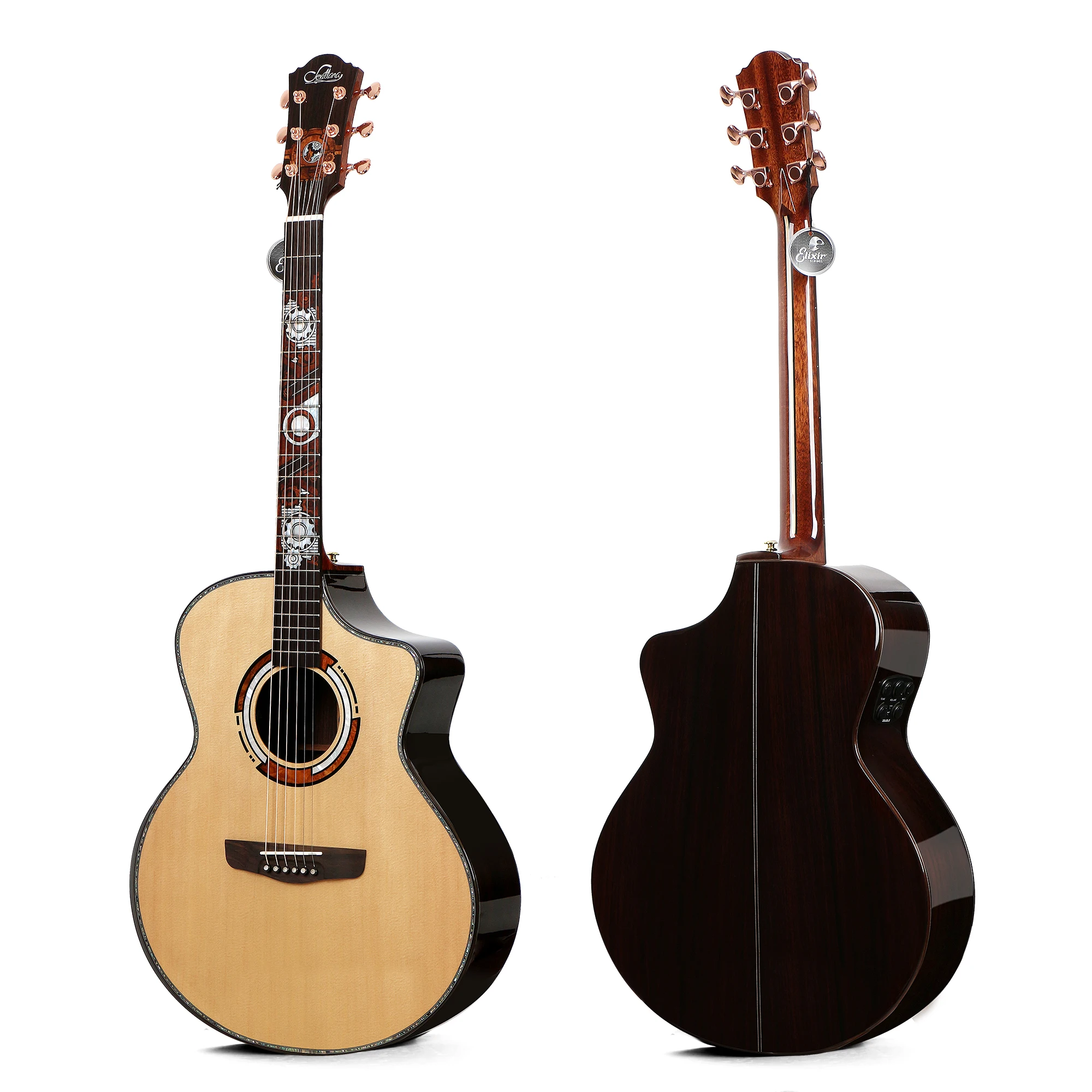 Высокое качество по индивидуальному заказу 41 дюймов электроакустическая гитара с ель и палисандр сзади и Eq по оптовой цене