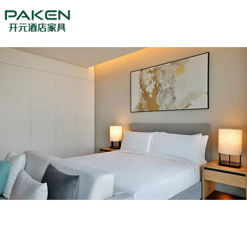Modern Commercial Hotel Room Fabric Bed Apartment Bedroom Furniture