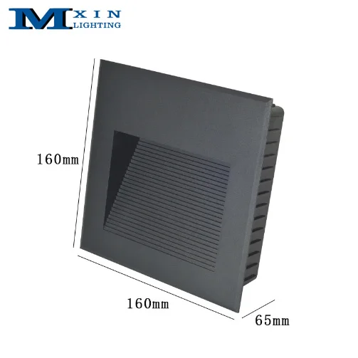 IP65 160mm Big Square 5W LED Step Light Outdoor Recessed Staircase Aluminum  Corridor Wall Lamp For Home Office Use
