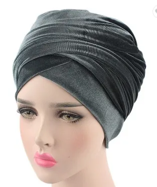 African Velvet Luxury Multifunction Head Wrap Soft Stretchy Tube Long Muslim Hijab Scarf Turban For Women