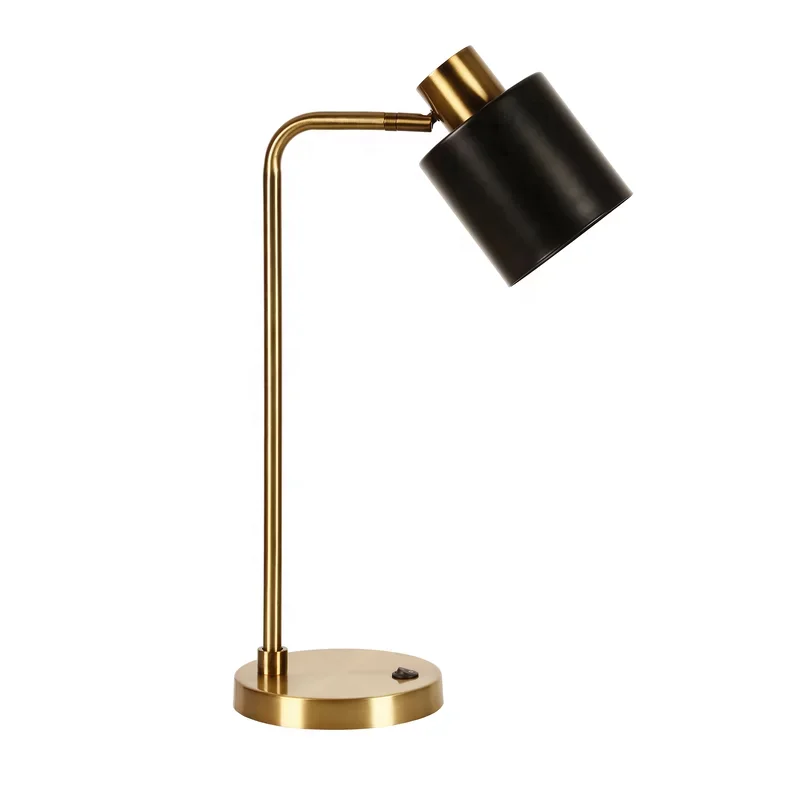 Nordic Led Lamp Desk Modern Study Table Lamp Desk Copper Black Wire Drawing And Natural Color For Hotel Lamp Desk